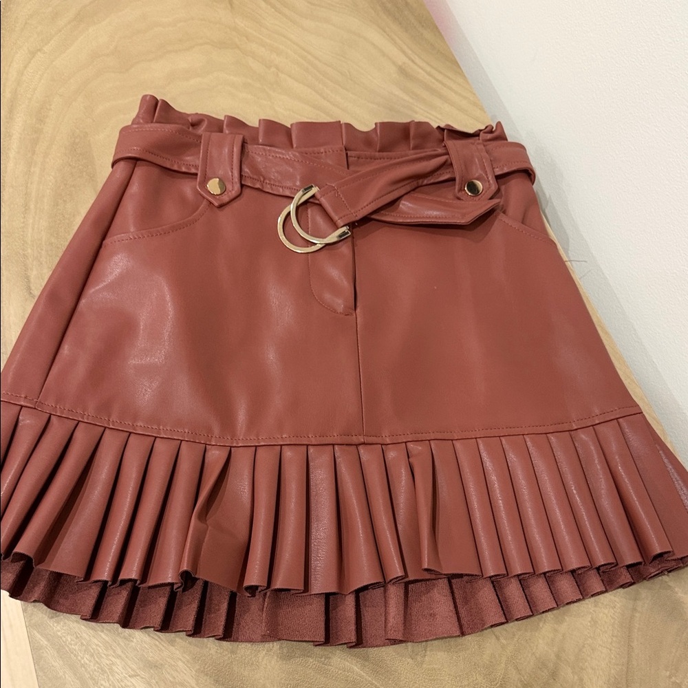 Zara Rust Leather Mini Skirt